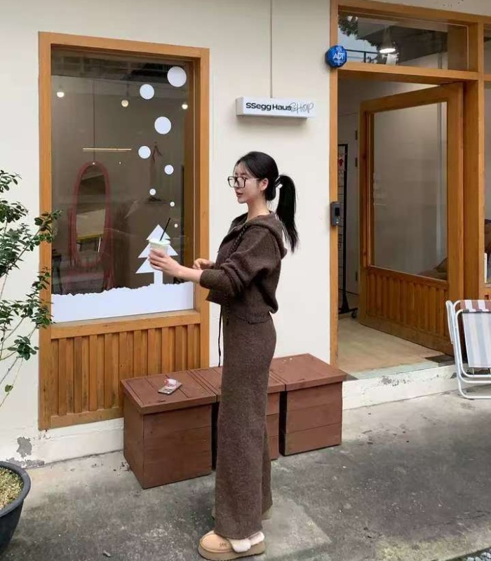 Knitted sweater Casual coat 2pcs set for women