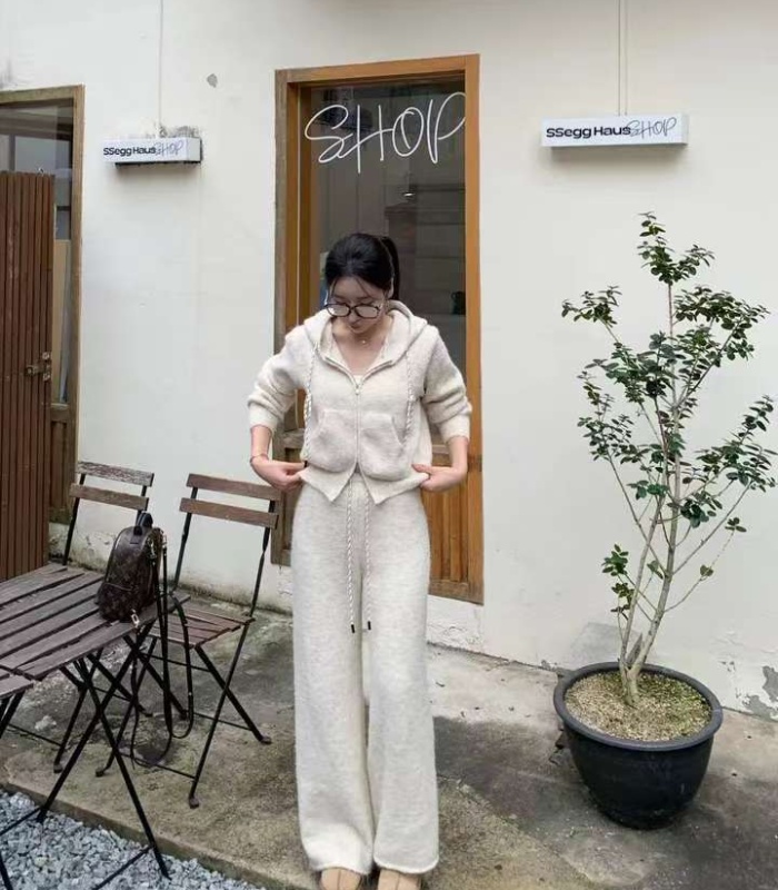 Knitted sweater Casual coat 2pcs set for women