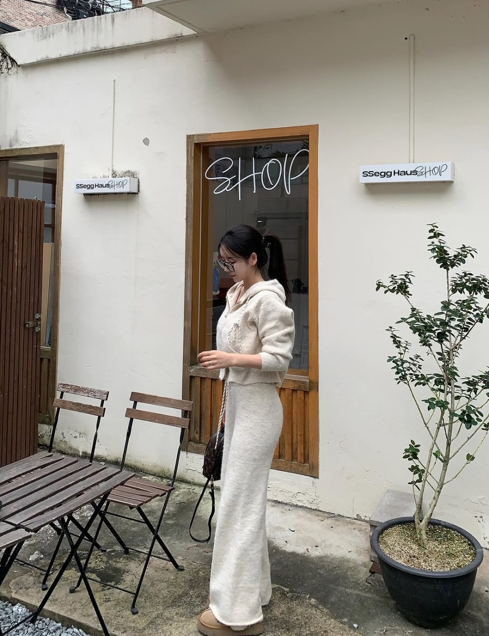 Knitted sweater Casual coat 2pcs set for women