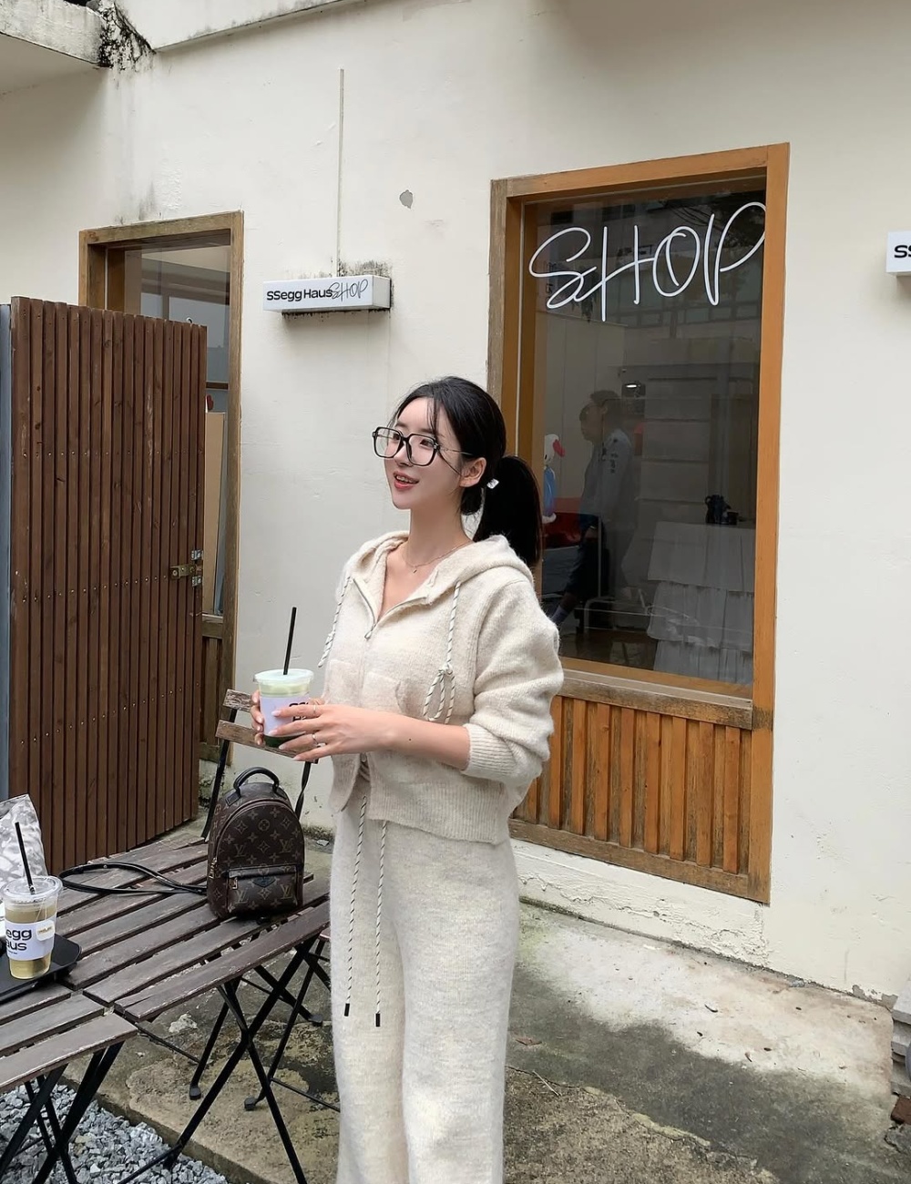 Knitted sweater Casual coat 2pcs set for women