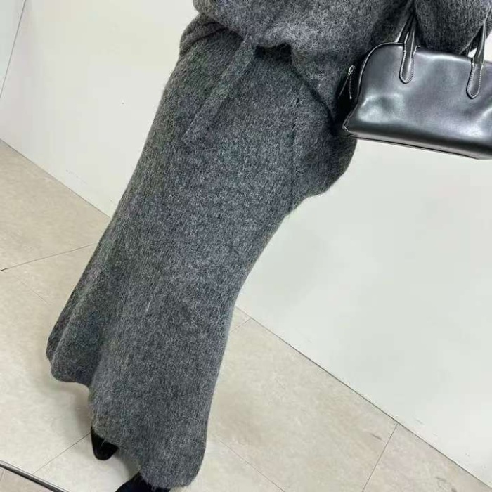 Strapless slim sweater knitted skirt 2pcs set for women