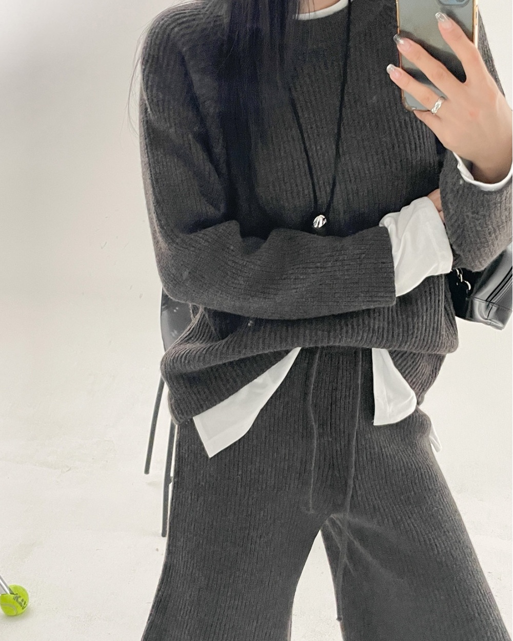 Autumn wide leg pants pullover sweater a set for women