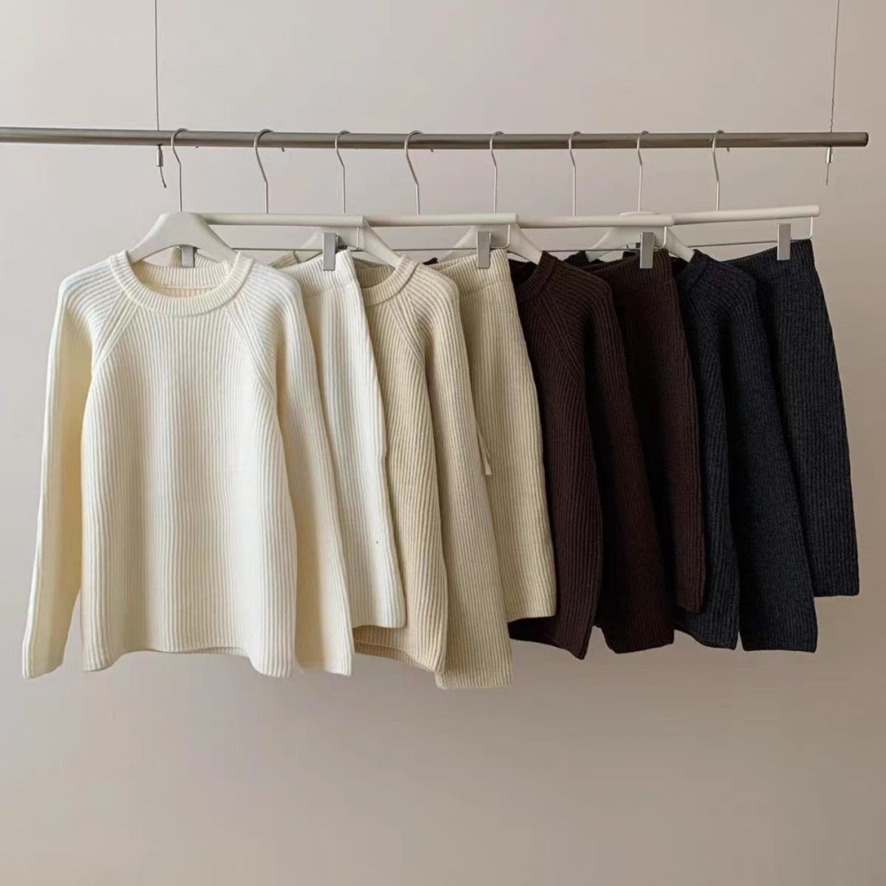 Autumn wide leg pants pullover sweater a set for women