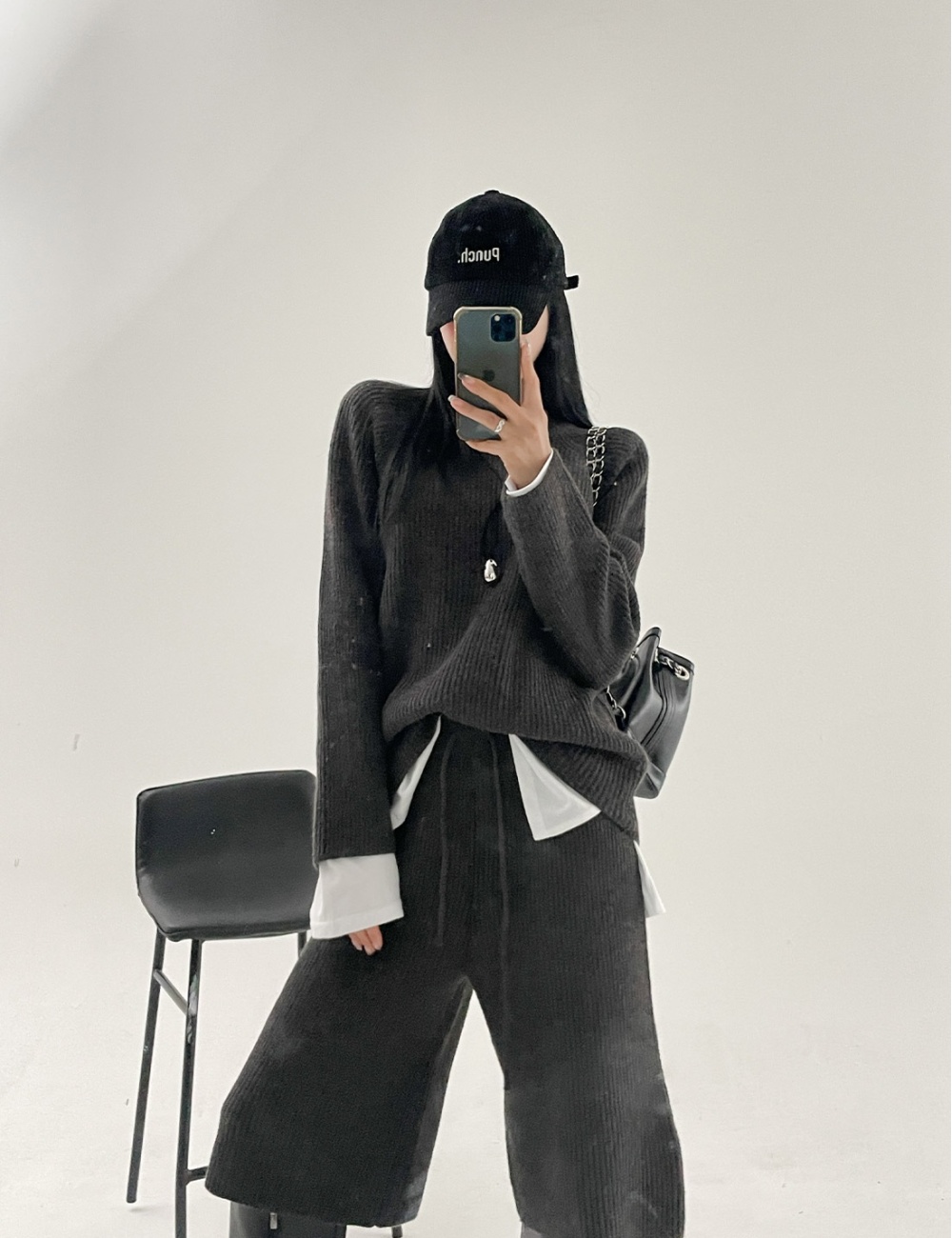 Autumn wide leg pants pullover sweater a set for women