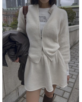 Knitted tender dress lazy temperament short skirt 2pcs set