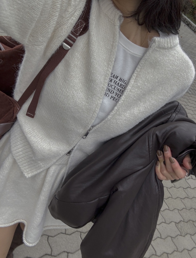 Knitted tender dress lazy temperament short skirt 2pcs set