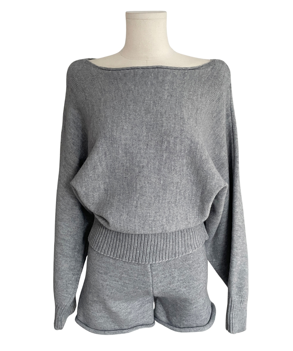 Korean style strapless horizontal collar sweater a set