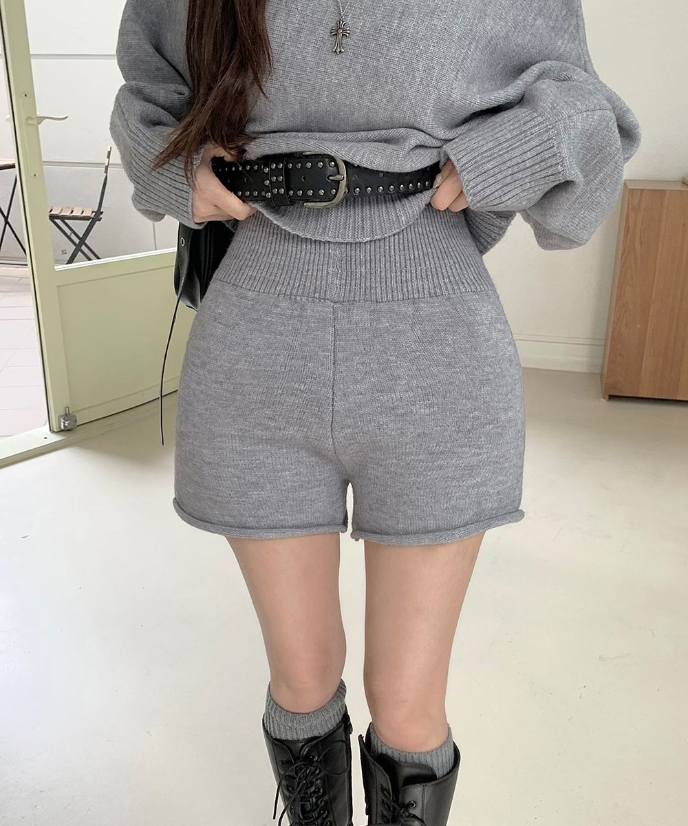 Korean style strapless horizontal collar sweater a set