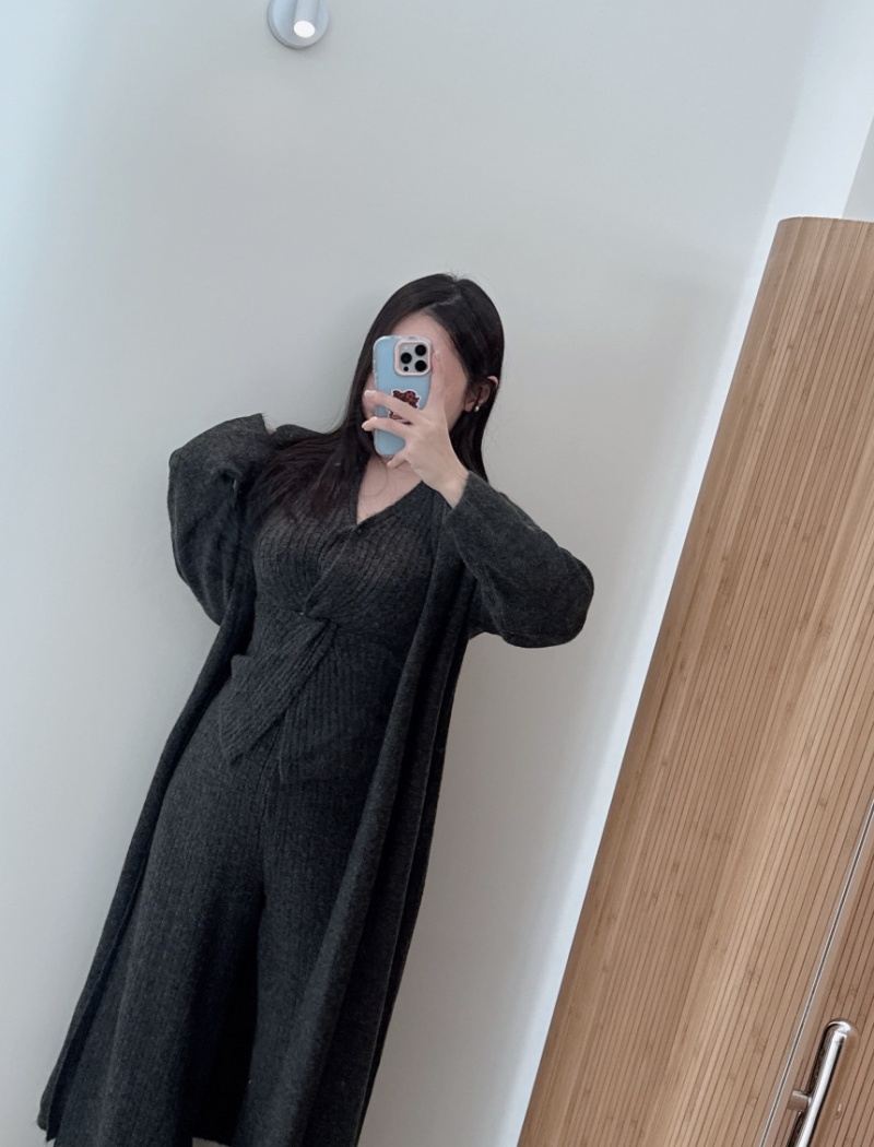 Loose knitted cardigan lazy Casual pants a set for women