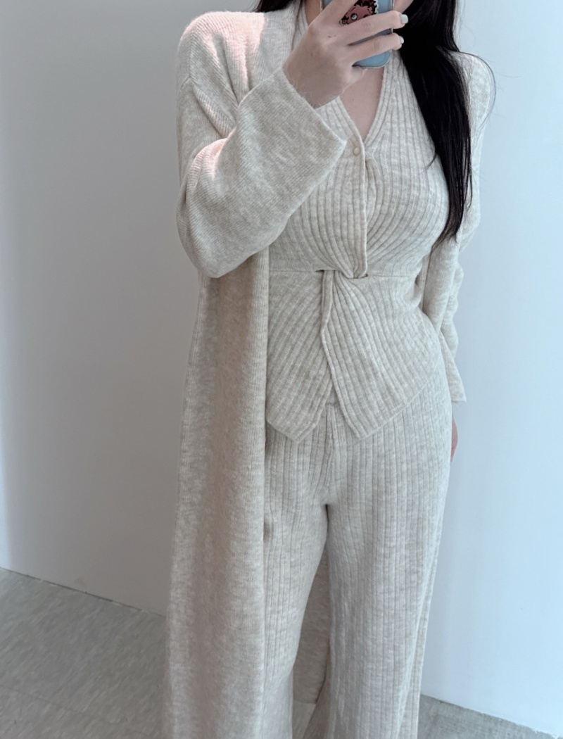 Loose knitted cardigan lazy Casual pants a set for women