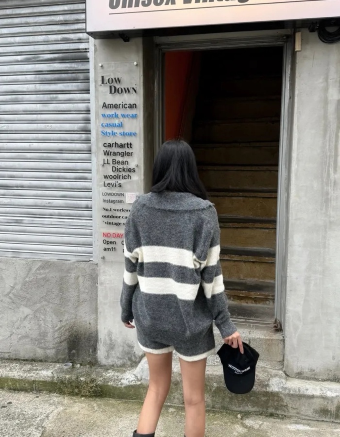 Knitted autumn and winter shorts Casual coat 2pcs set