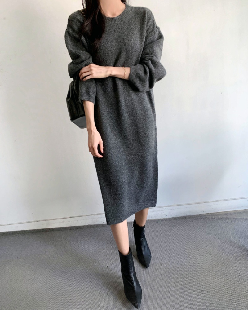 Loose knitted sweater winter dress 2pcs set for women