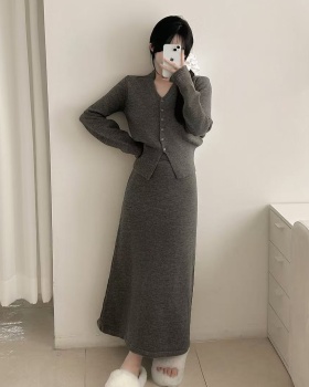 Western style all-match cardigan temperament skirt 2pcs set