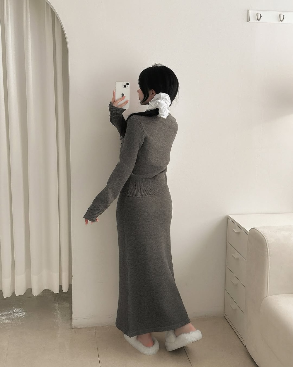 Western style all-match cardigan temperament skirt 2pcs set