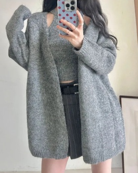 Korean style knitted sweater lazy vest 2pcs set