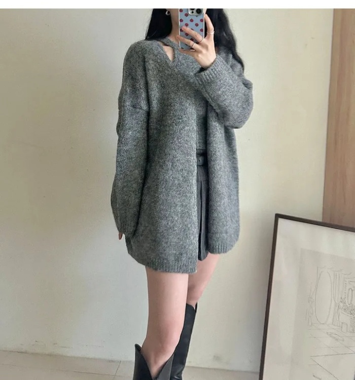 Korean style knitted sweater lazy vest 2pcs set