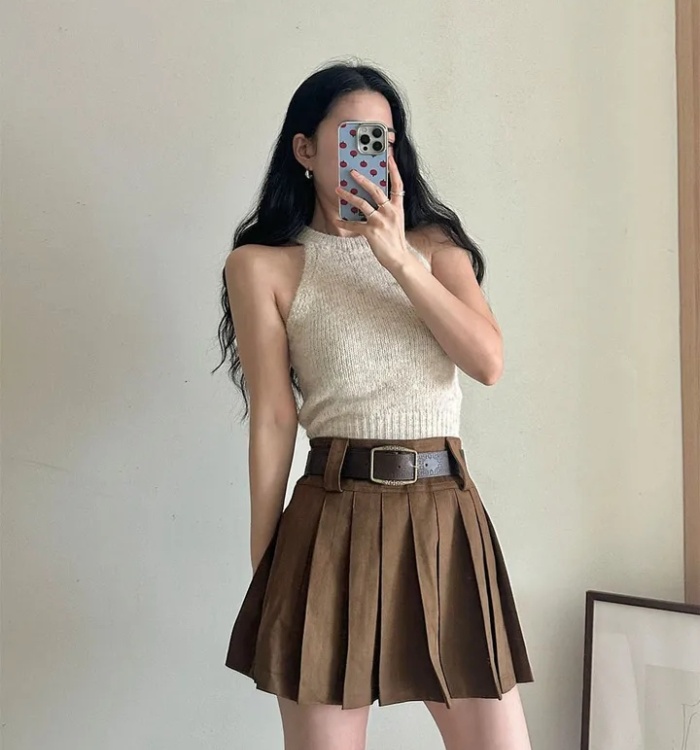 Korean style knitted sweater lazy vest 2pcs set