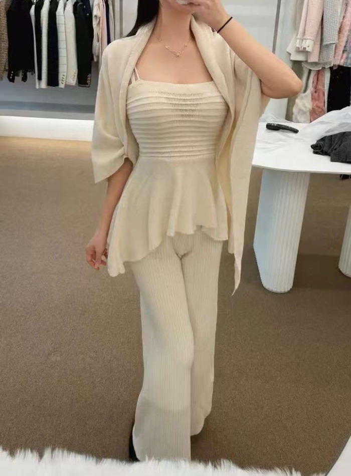 Cover belly big shawl sling wide leg long pants 3pcs set