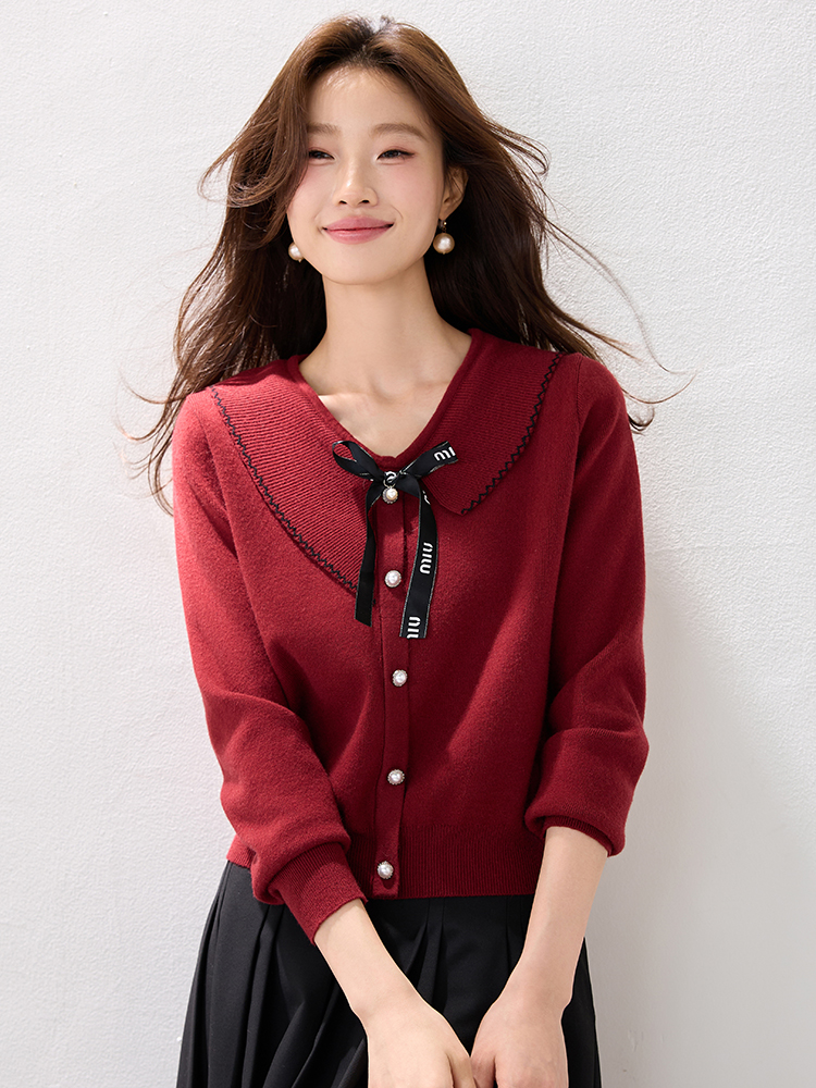 Red winter tops Western style fashion sweater