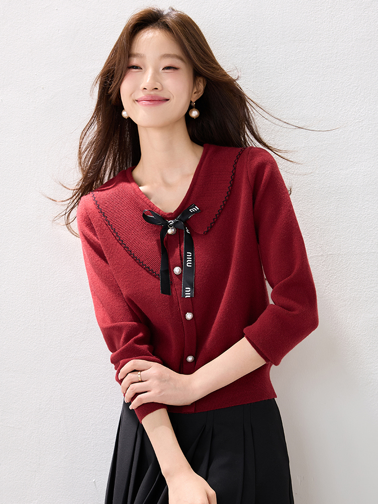 Red winter tops Western style fashion sweater