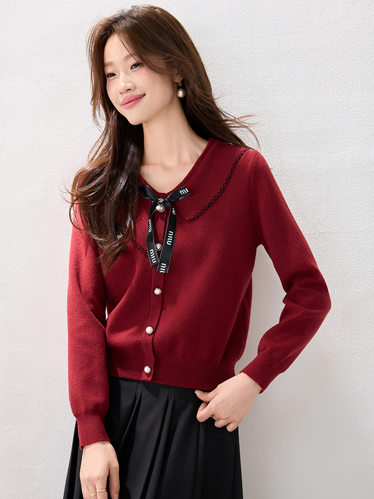 Red winter tops Western style fashion sweater