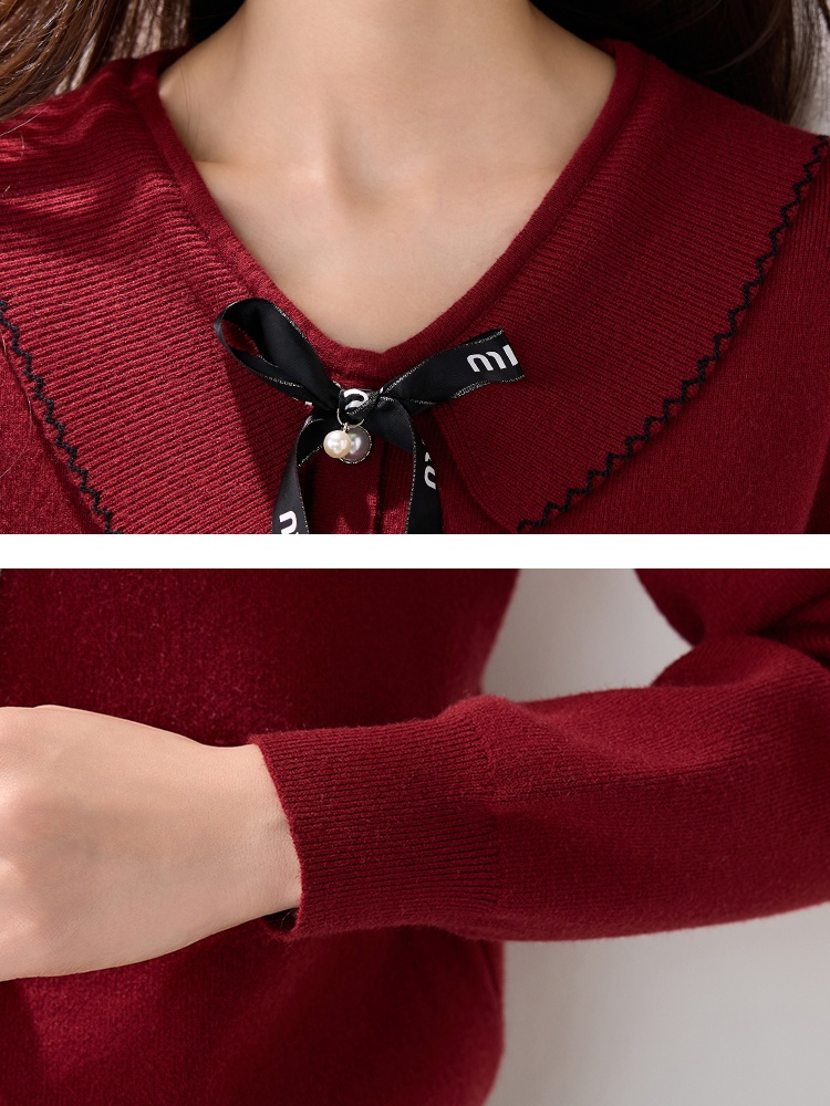 Red winter tops Western style fashion sweater