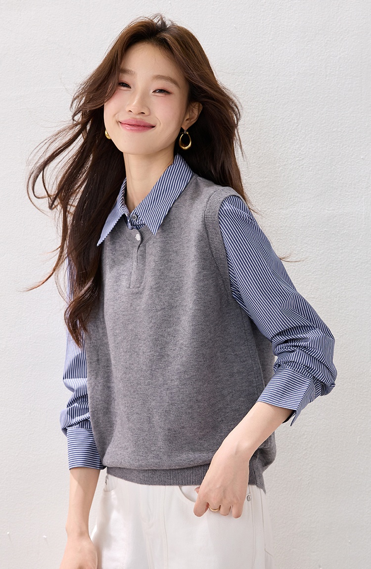 Fashion winter sweater stripe mixed colors tops for women