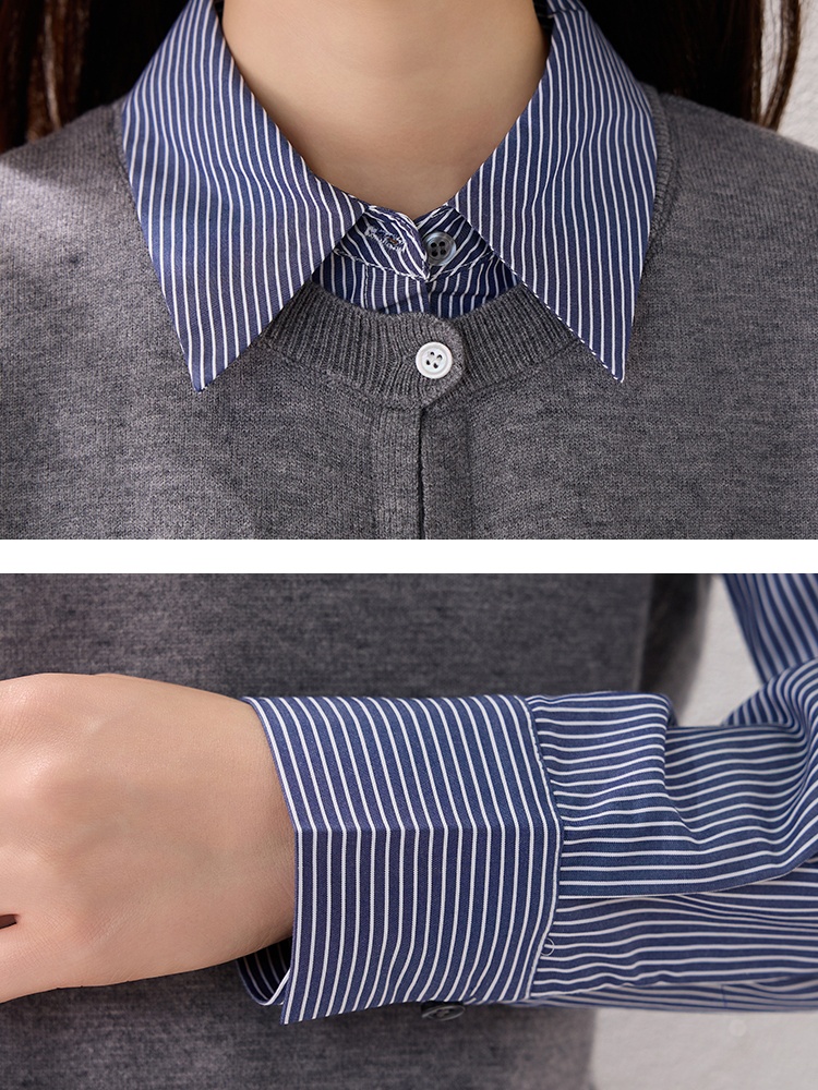 Fashion winter sweater stripe mixed colors tops for women