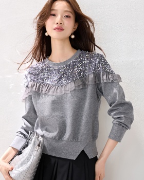 Western style fashion retro tops sequins winter sweet hoodie