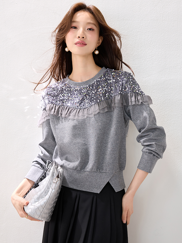 Western style fashion retro tops sequins winter sweet hoodie