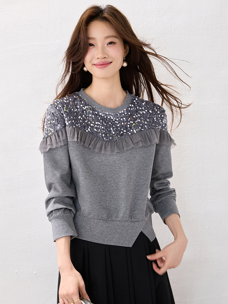 Western style fashion retro tops sequins winter sweet hoodie