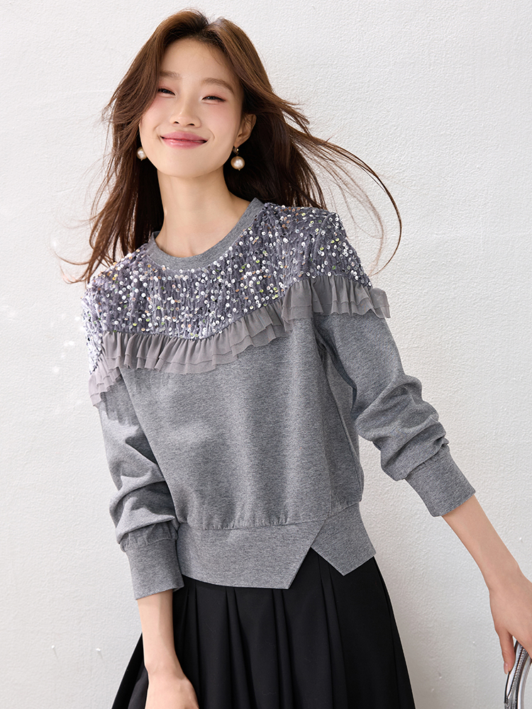 Western style fashion retro tops sequins winter sweet hoodie