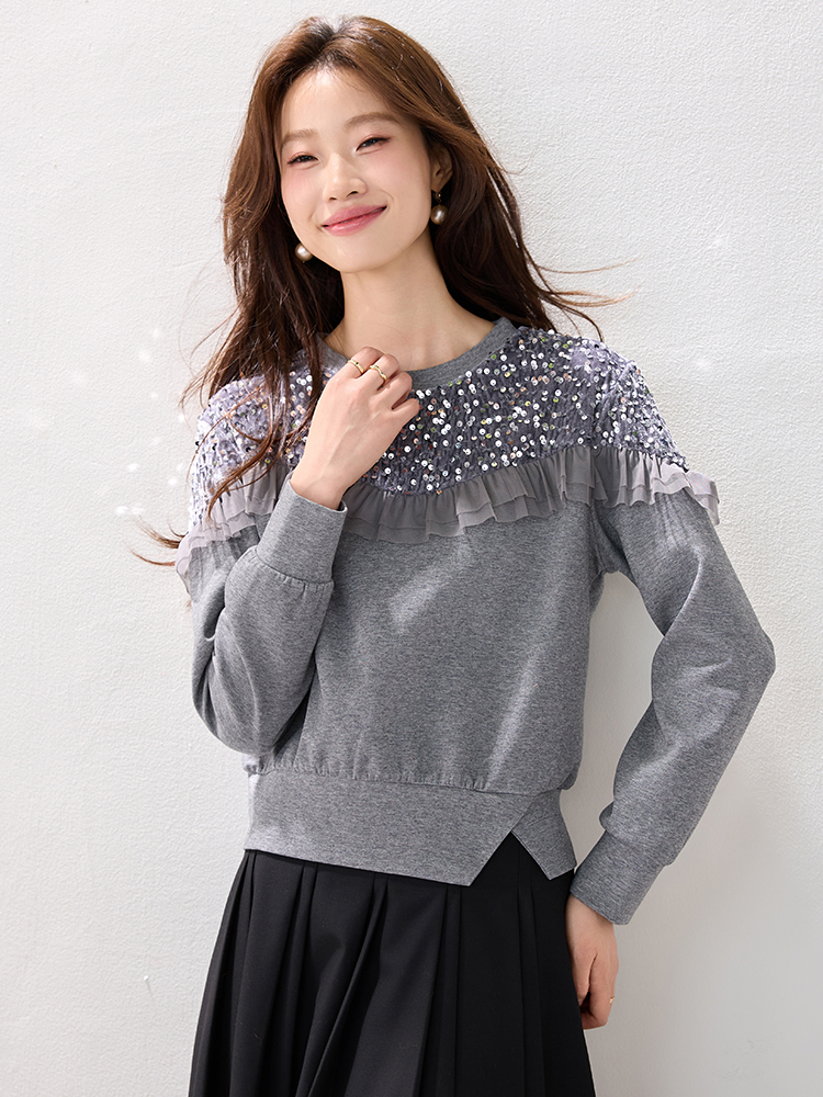 Western style fashion retro tops sequins winter sweet hoodie