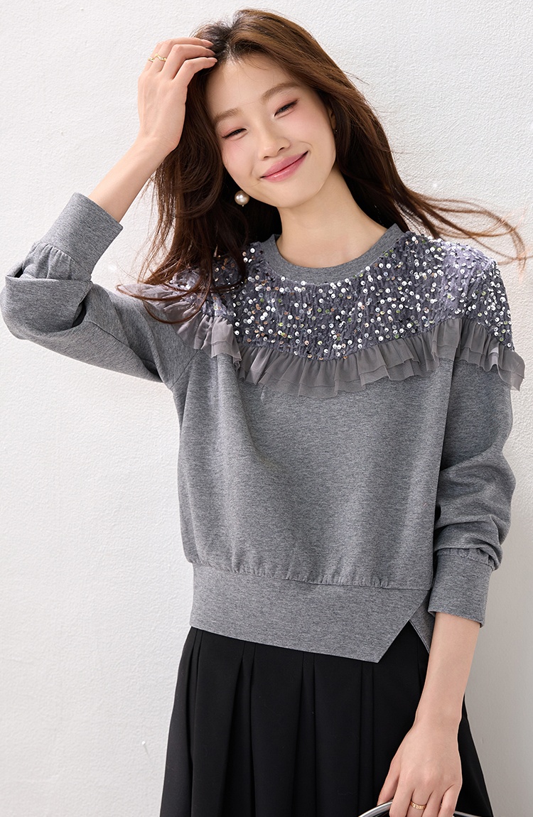 Western style fashion retro tops sequins winter sweet hoodie