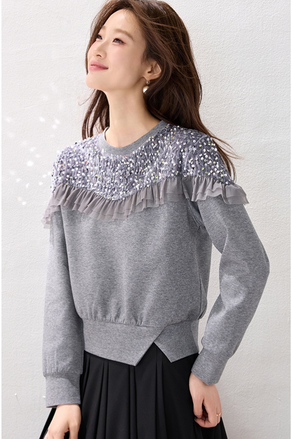 Western style fashion retro tops sequins winter sweet hoodie