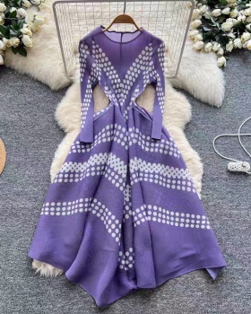 Fold printing elegant retro dress for women