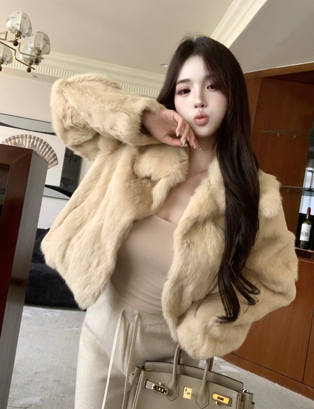 Temperament fur coat jacket for women