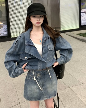 Package hip short loose coat spicegirl retro skirt a set