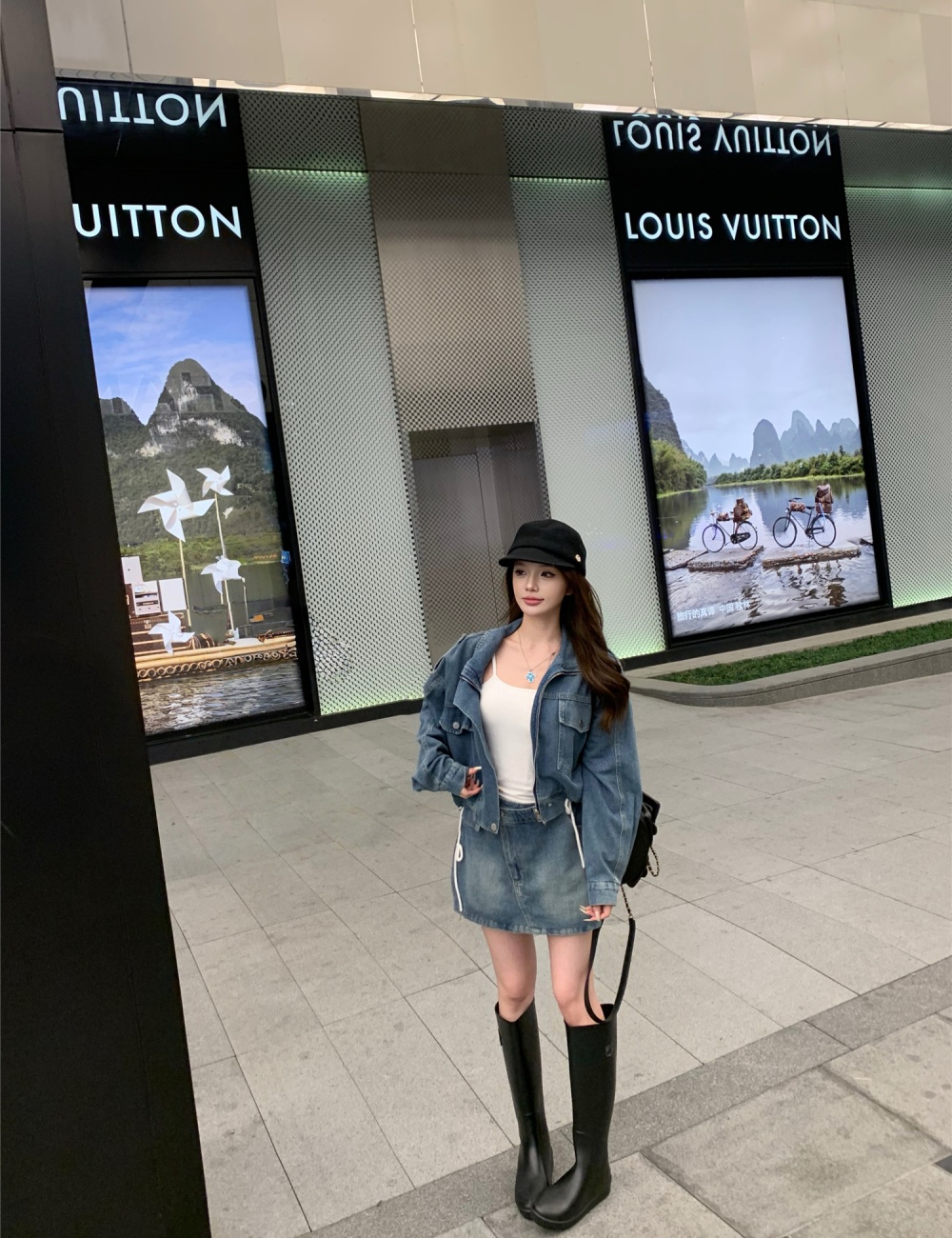 Package hip short loose coat spicegirl retro skirt a set