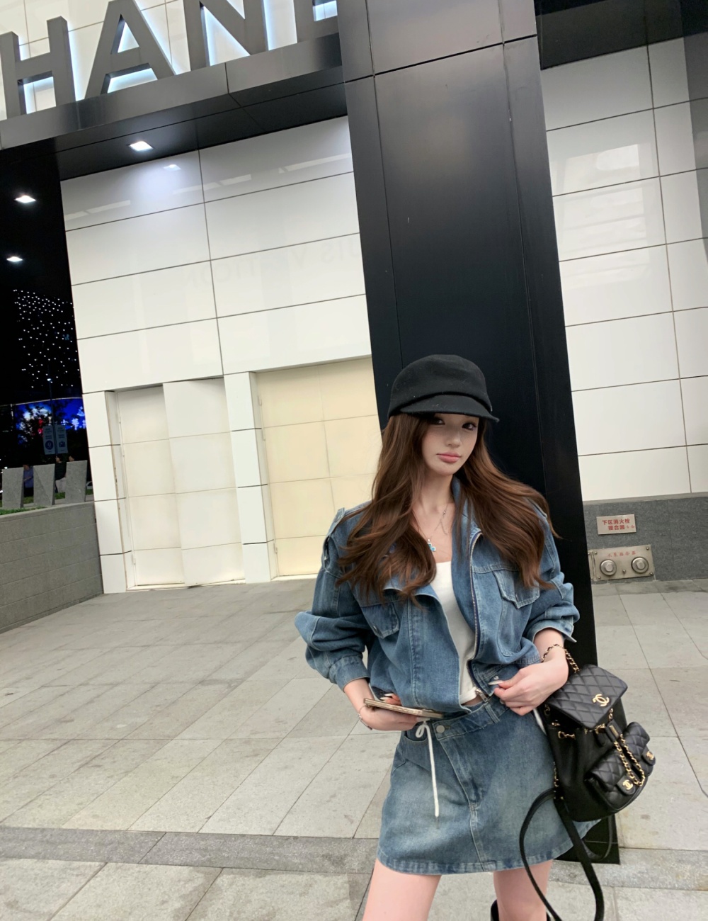 Package hip short loose coat spicegirl retro skirt a set