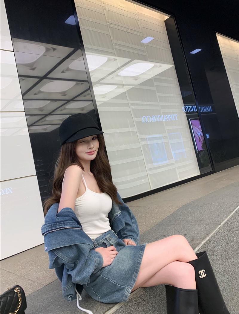 Package hip short loose coat spicegirl retro skirt a set