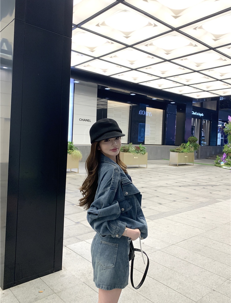 Package hip short loose coat spicegirl retro skirt a set