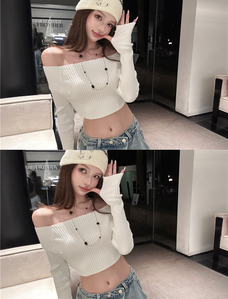 Knitted tops strapless sweater