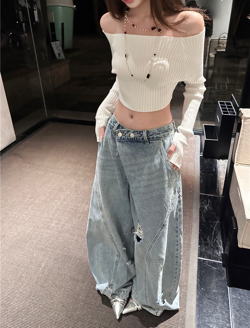 Knitted tops strapless sweater