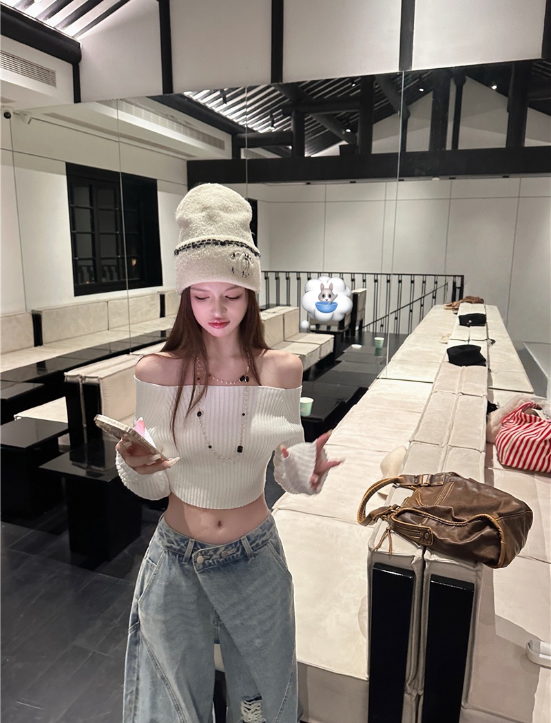 Knitted tops strapless sweater