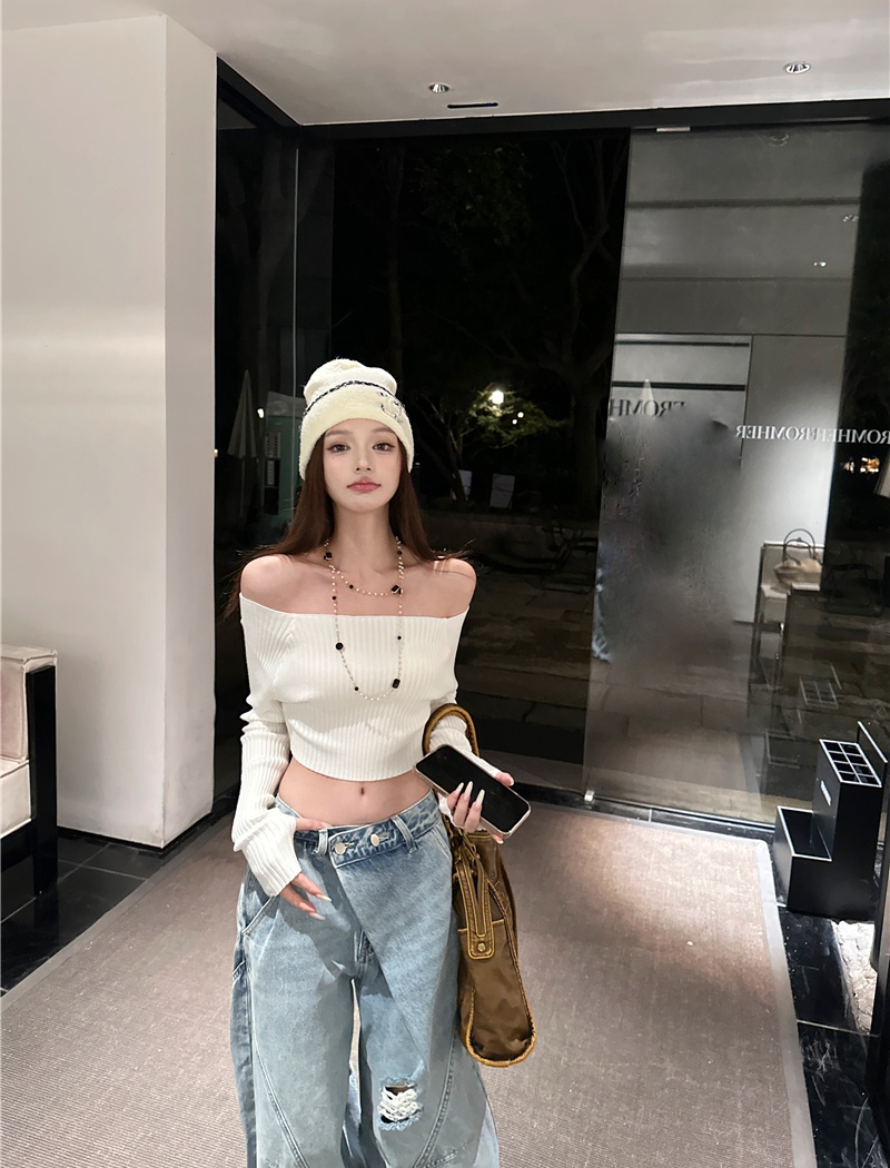 Knitted tops strapless sweater