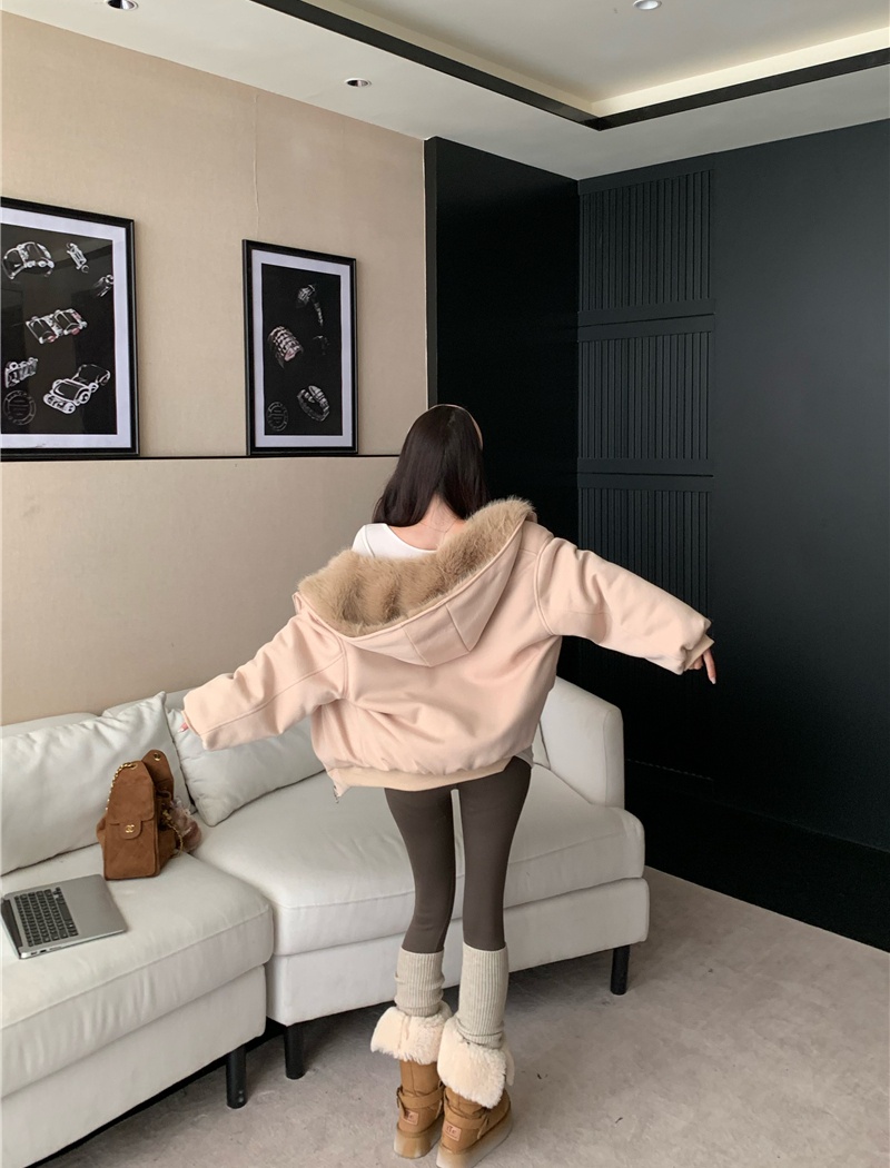Fur collar wear hooded coat thick autumn and winter fur coat