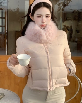 Thermal scarf short coat fur collar light down coat