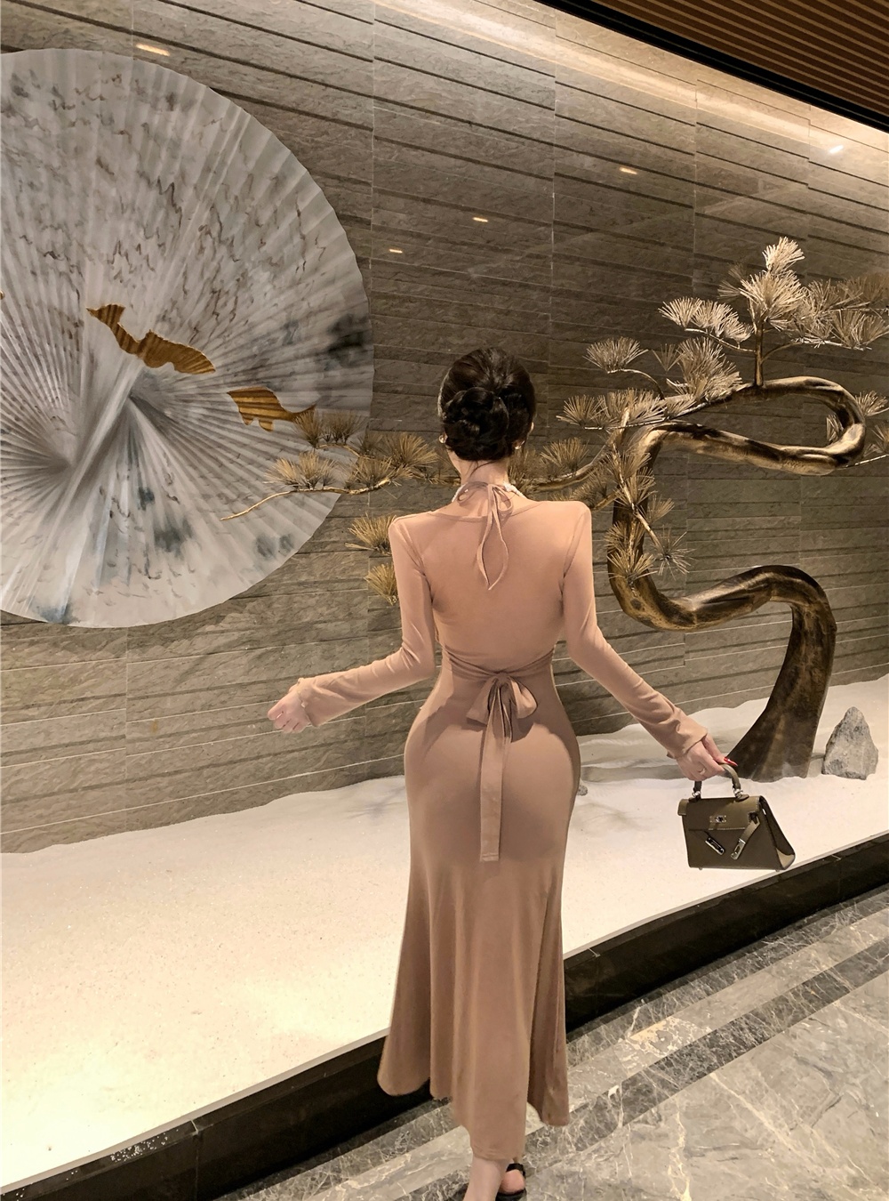 Lace multiple wear method dress Pseudo-two long dress