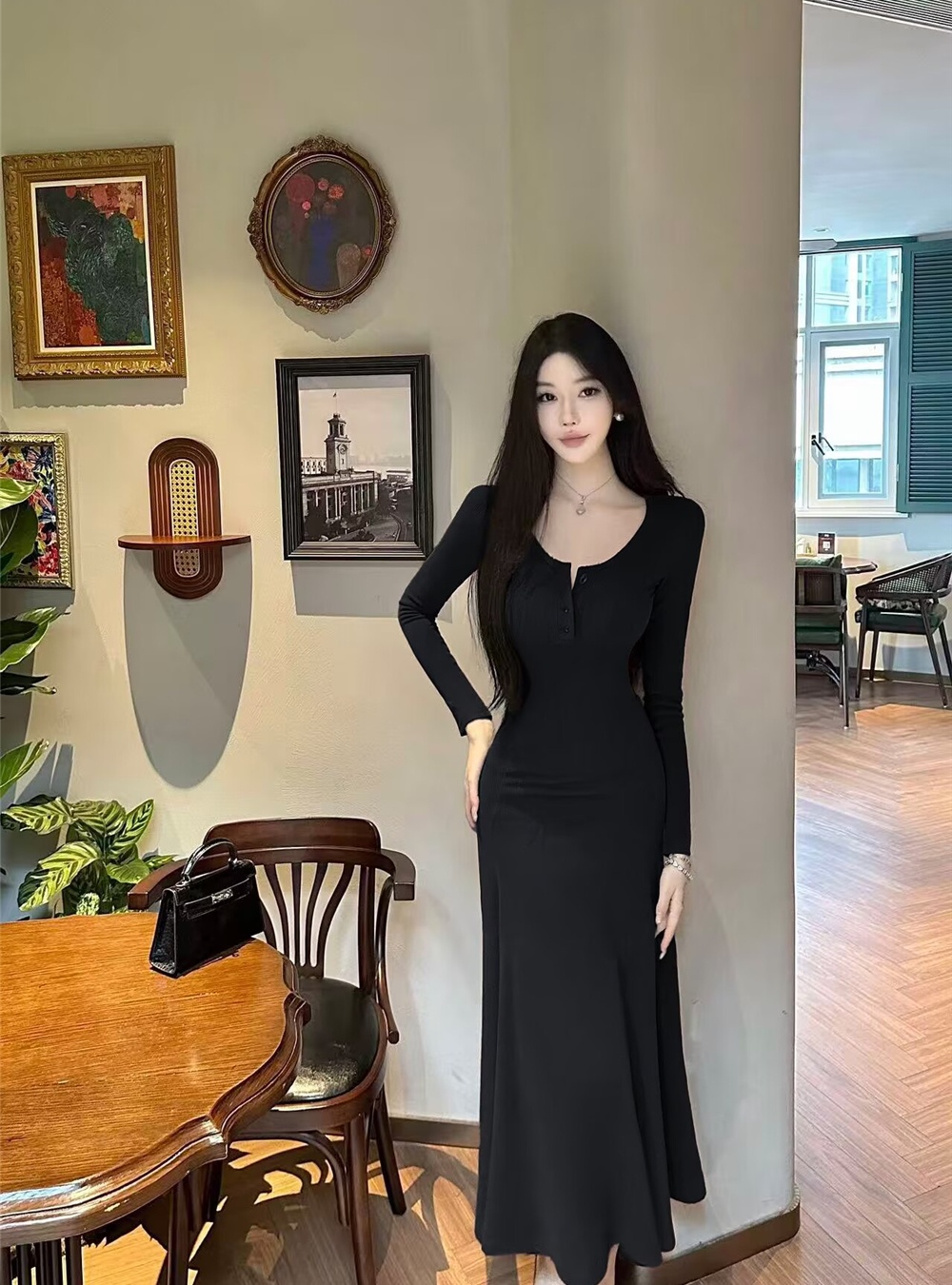 Inside the ride long dress Korean style dress